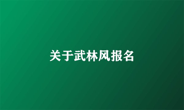 关于武林风报名