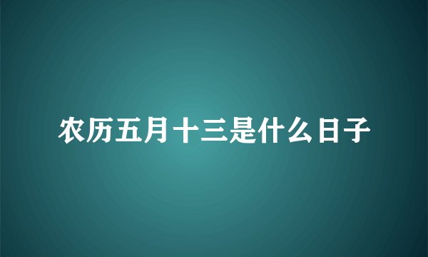 农历五月十三是什么日子