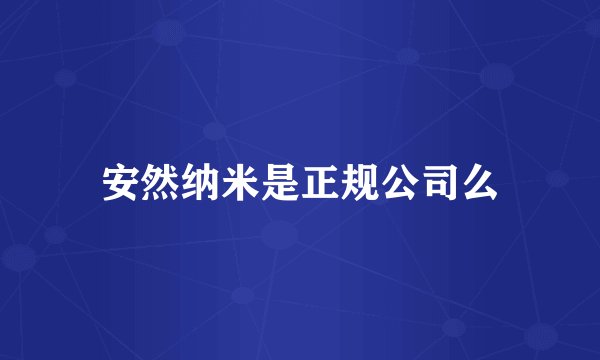 安然纳米是正规公司么