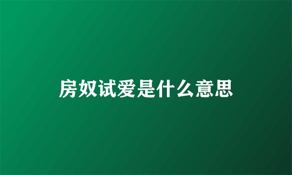 房奴试爱是什么意思