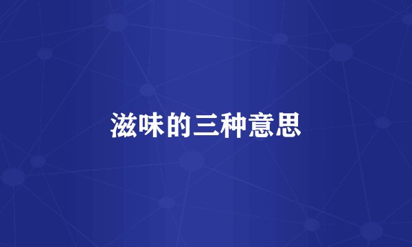 滋味的三种意思