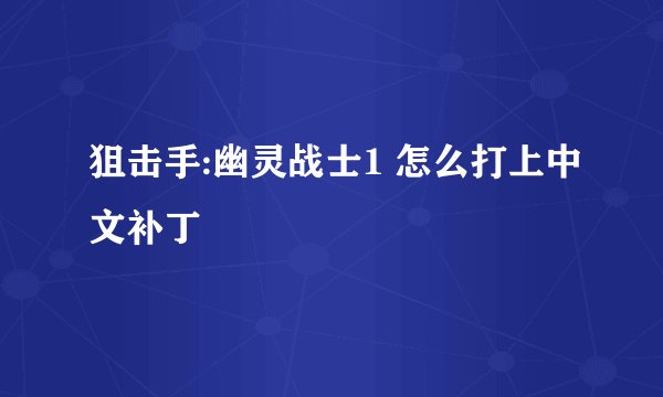 狙击手:幽灵战士1 怎么打上中文补丁