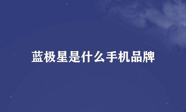 蓝极星是什么手机品牌