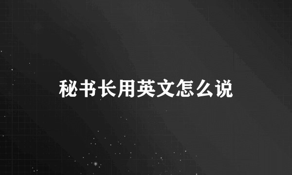 秘书长用英文怎么说