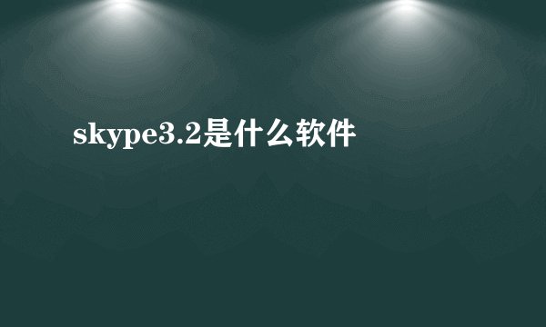 skype3.2是什么软件