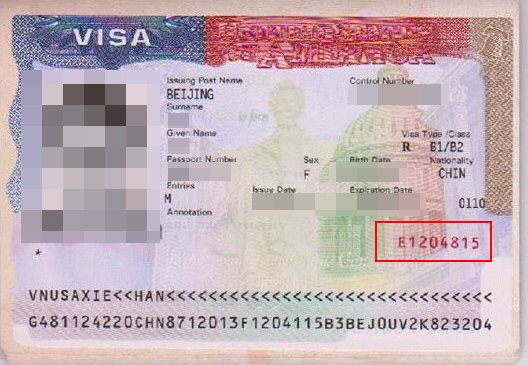 美国签证号码在哪里
