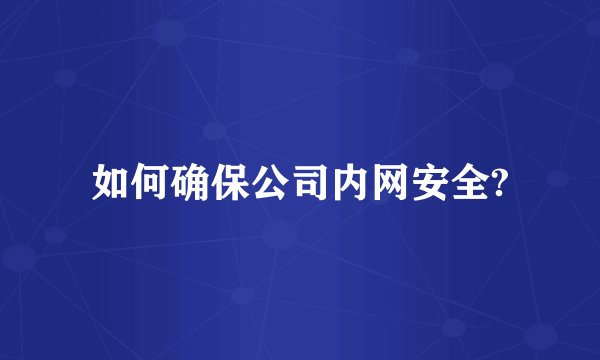 如何确保公司内网安全?
