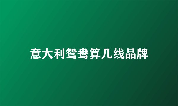 意大利鸳鸯算几线品牌