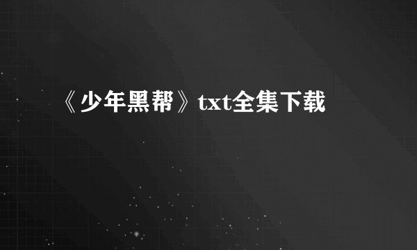 《少年黑帮》txt全集下载