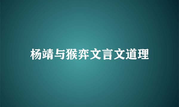 杨靖与猴弈文言文道理