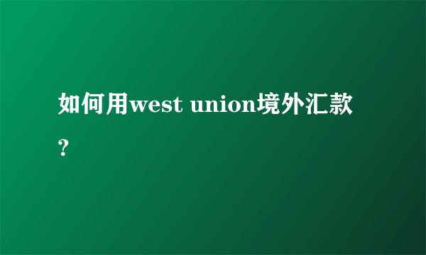 如何用west union境外汇款？