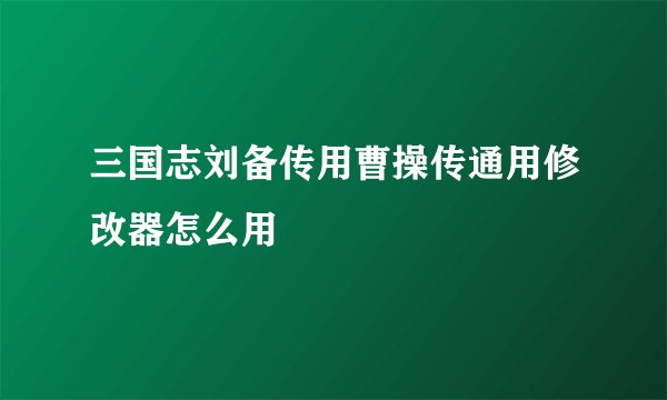 三国志刘备传用曹操传通用修改器怎么用