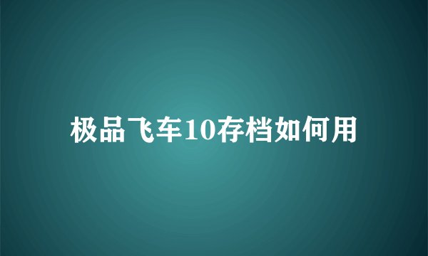 极品飞车10存档如何用