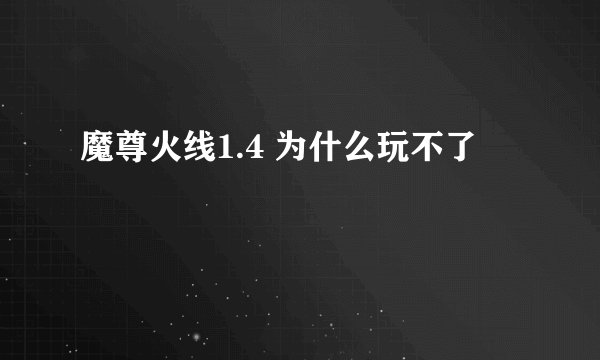 魔尊火线1.4 为什么玩不了