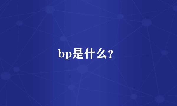 bp是什么？