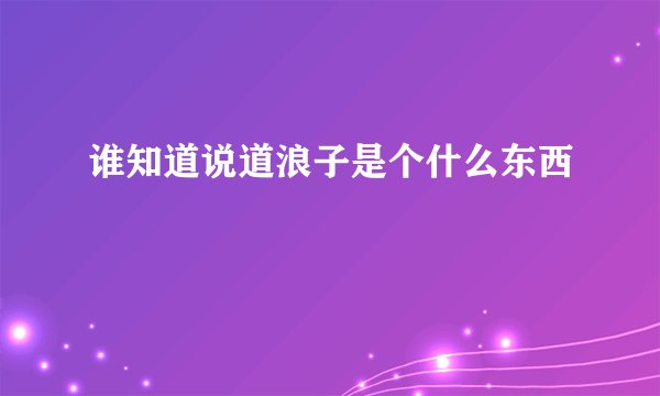 谁知道说道浪子是个什么东西