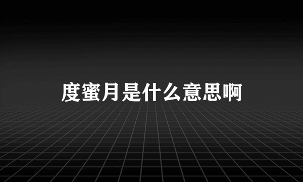 度蜜月是什么意思啊