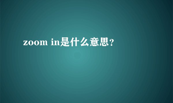 zoom in是什么意思？