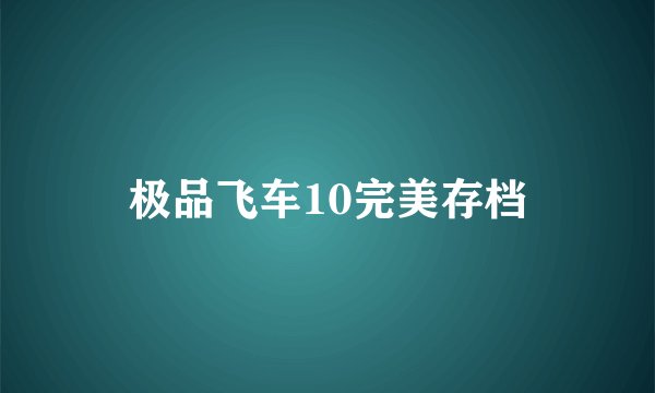 极品飞车10完美存档