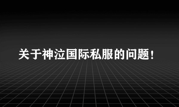 关于神泣国际私服的问题！