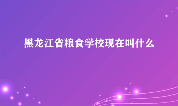 黑龙江省粮食学校现在叫什么