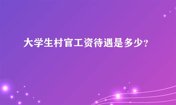 大学生村官工资待遇是多少？