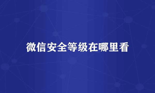 微信安全等级在哪里看
