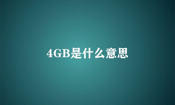 4GB是什么意思