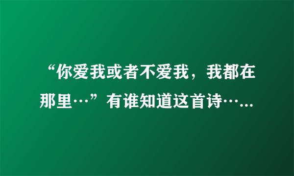 “你爱我或者不爱我，我都在那里…”有谁知道这首诗…跪求全诗…