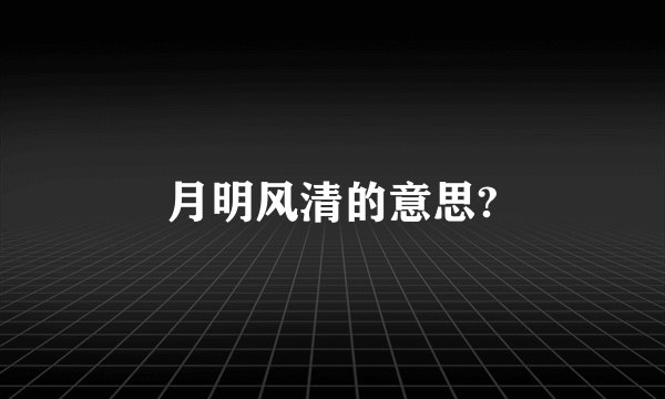 月明风清的意思?