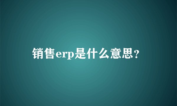 销售erp是什么意思？