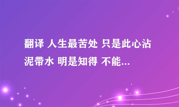 翻译 人生最苦处 只是此心沾泥带水 明是知得 不能断割耳 盗只是欺人