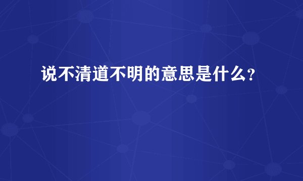 说不清道不明的意思是什么？