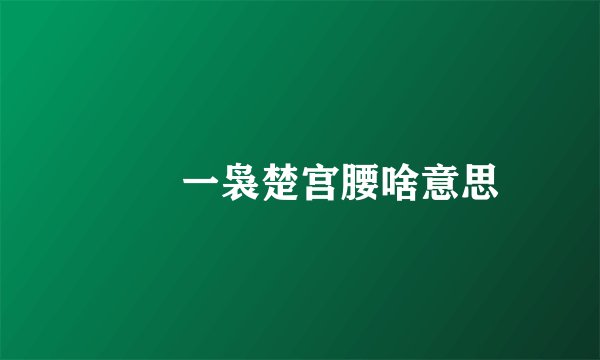 嬛嬛一袅楚宫腰啥意思