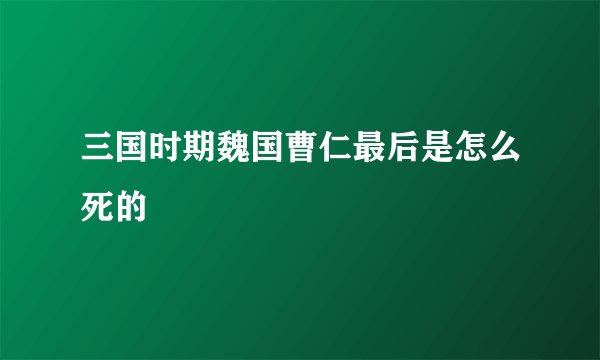 三国时期魏国曹仁最后是怎么死的