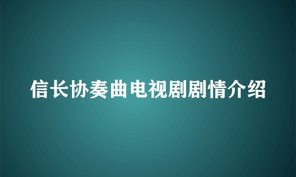 信长协奏曲电视剧剧情介绍
