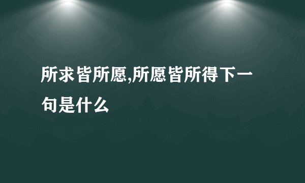 所求皆所愿,所愿皆所得下一句是什么