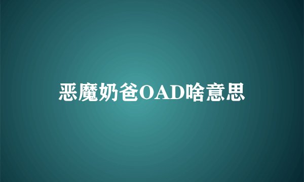 恶魔奶爸OAD啥意思