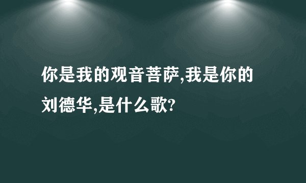 你是我的观音菩萨,我是你的刘德华,是什么歌?
