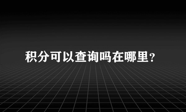 积分可以查询吗在哪里？