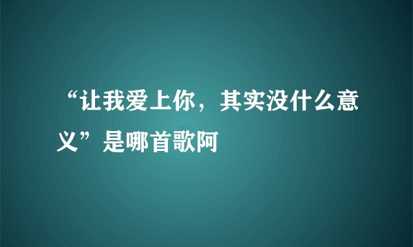 “让我爱上你，其实没什么意义”是哪首歌阿