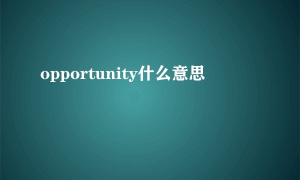 opportunity什么意思