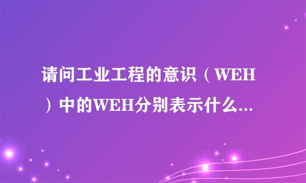 请问工业工程的意识（WEH）中的WEH分别表示什么呢？谢谢！