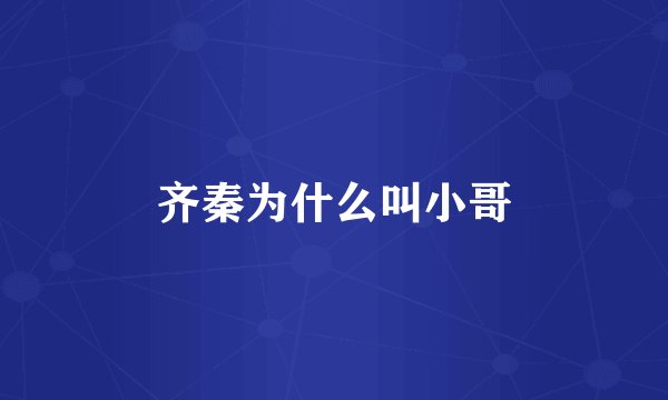 齐秦为什么叫小哥