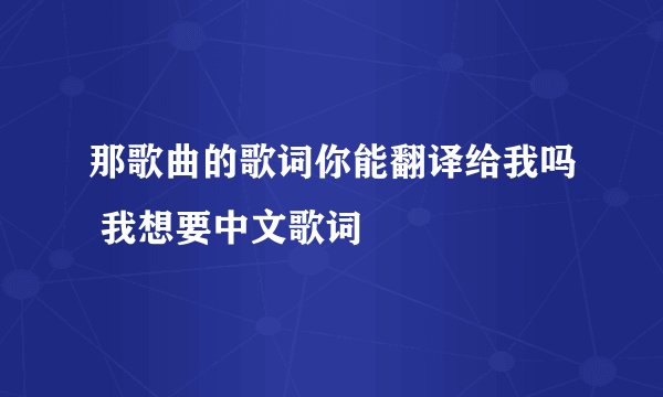 那歌曲的歌词你能翻译给我吗 我想要中文歌词