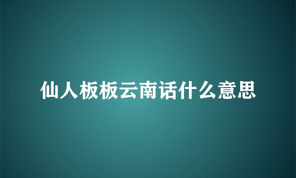 仙人板板云南话什么意思