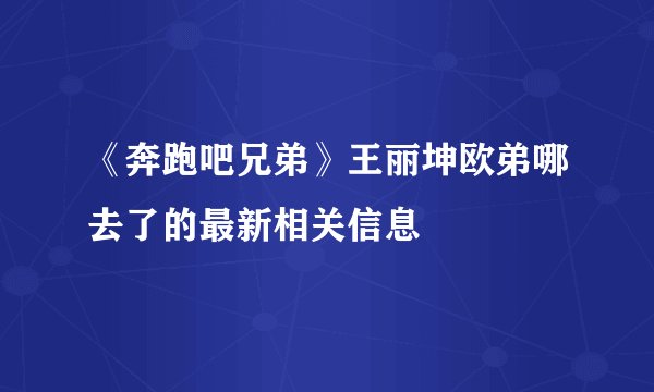 《奔跑吧兄弟》王丽坤欧弟哪去了的最新相关信息