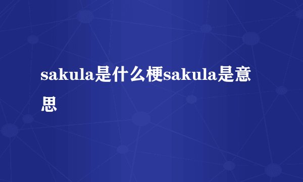 sakula是什么梗sakula是意思