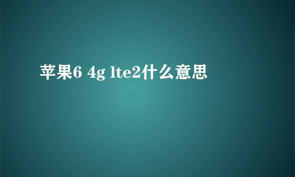 苹果6 4g lte2什么意思