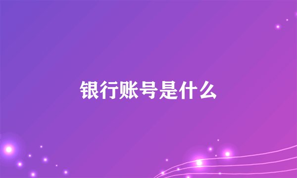 银行账号是什么
